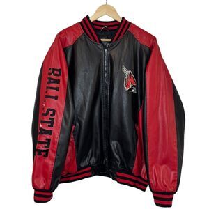 Vintage Steve & Barry’s Ball State University Leather Bomber Jacket